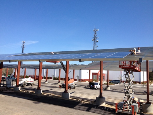 Solar panel installation in progress