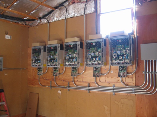 View inside the system's 5 inverters