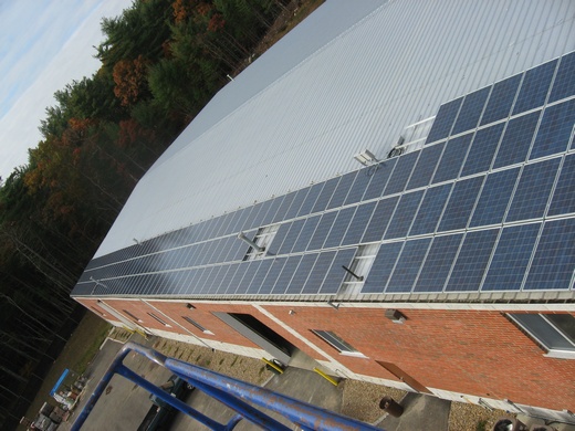 View of completed 44kW array on steel roof